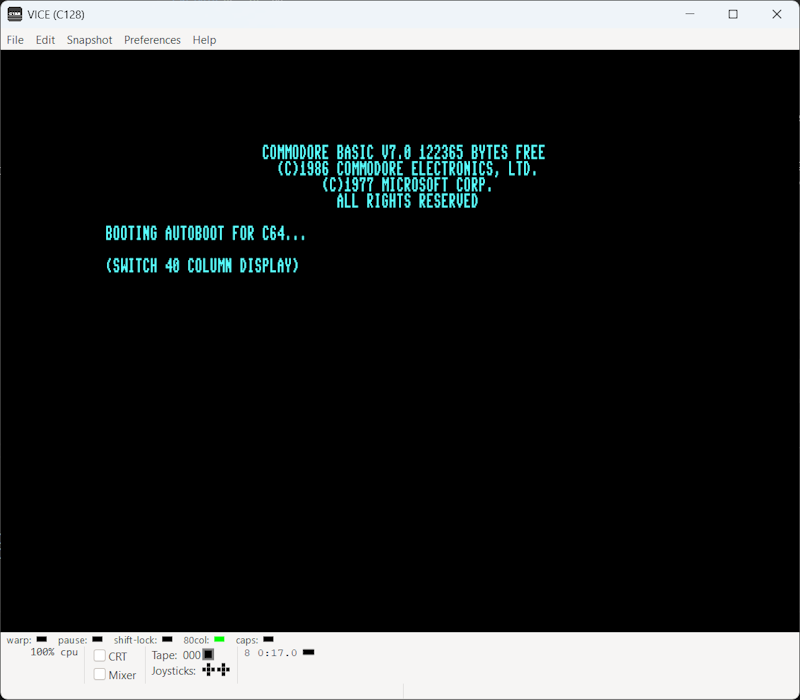 Booting message 80 col